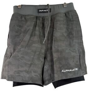 Alphalete Men's Grey Camo Infinity Tech Lined Shorts